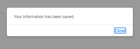 screenshot that reads your information has been saved